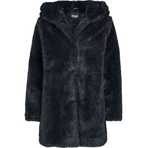 Urban Classics Dámský plyšový kabát s kapucí Dámská bunda černá