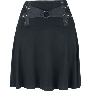 Gothicana by EMP Flared Skirt mit aufgenähten Riemen Sukně černá