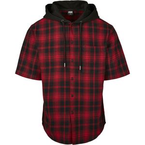 Urban Classics Tričko s kapucí a krátkými rukávy Košile cerná/cervená