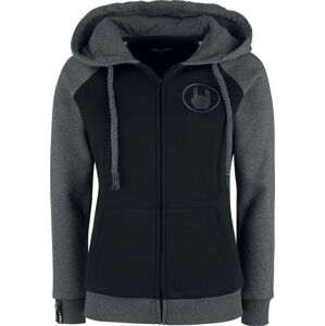 EMP Premium Collection Černá/šedá bunda s kapucí s raglánovými rukávy Dámská mikina s kapucí na zip cerná/šedá