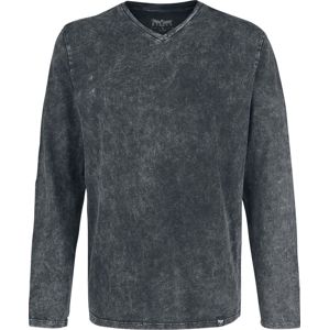 Black Premium by EMP Tričko s dlouhými rukávy, Véčkovým výstřihem a sepraným efektem Tričko s dlouhým rukávem šedá
