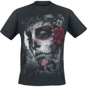 Spiral Skull Roses Tričko černá