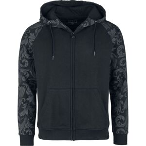 Black Premium by EMP Mikina se šedými ornamenty Mikina s kapucí na zip černá
