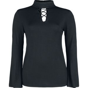 Forplay Tričko s dlouhými rukávy se šněrováním na přední straně a vysokým límcem dívcí triko s dlouhými rukávy černá