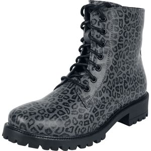 Rock Rebel by EMP Sivé cižmy na šnurovanie s leopardou potlacou boty šedá