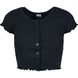 Urban Classics Dámské žebrované cropped tričko se zapínáním na knoflíky Dámské tričko černá