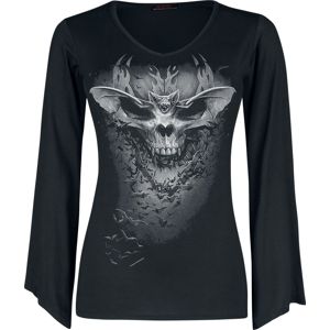 Spiral Bat Skull dívcí triko s dlouhými rukávy černá