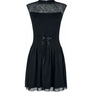 Gothicana by EMP Cierne šaty so sietovinou, šnurovaním a potlacou Šaty černá