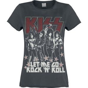 Kiss Amplified Collection - Let Me Go Rock 'N' Roll Diamante dívcí tricko charcoal
