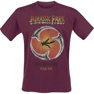 Jurassic Park Life Finds A Way Tričko bordová