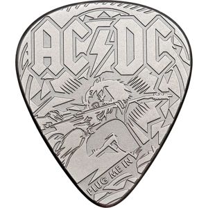 AC/DC Guitar Pick - Plug me in Mince stríbrná