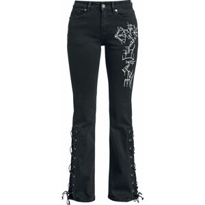 Black Premium by EMP Rozšířené džíny s výšivkou s runami Dámské džíny černá