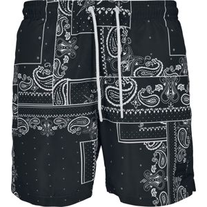 Urban Classics Vzorované šortky na plavání Bandana AOP pánské plavky cerná/bílá