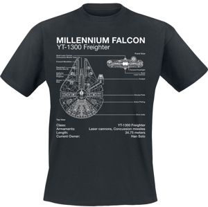 Star Wars Millenium Falcon Blueprint tricko černá