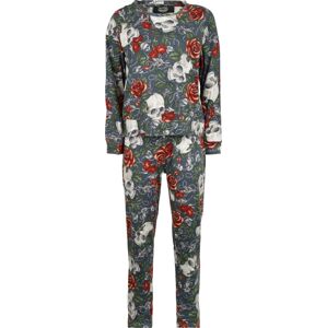 Rock Rebel by EMP Pyjama with Skull and Roses Alloverprint pyžama vícebarevný