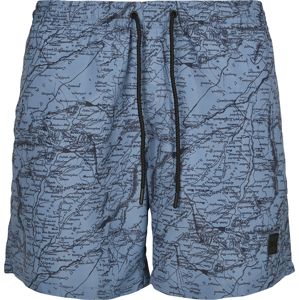 Urban Classics Vzorované šortky na plavání Map AOP pánské plavky modrá