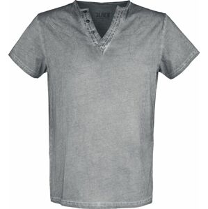 Black Premium by EMP Šedé tričko s Véčkovým výstřihem a nenápadným potiskem Tričko šedá