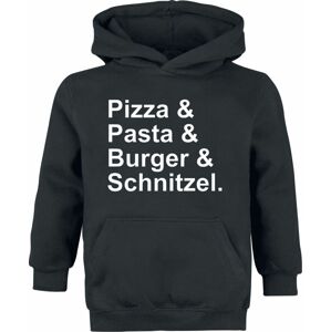Food Kids - Pizza & Pasta & Burger & Schnitzel detská mikina s kapucí černá
