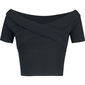 Urban Classics Dámské žebrované tričko s odhalenými rameny dívcí tricko černá