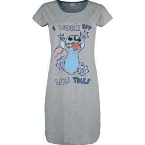 Lilo & Stitch I Woke Up Like This noční košile šedá melírovaná/modrá
