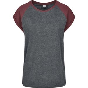 Urban Classics Dámské kontrastní raglanové tričko dívcí tricko šedá/vínovo červená