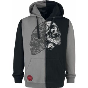 Rock Rebel by EMP Hoody Jacket black and grey mit Skull Frontprint Mikina s kapucí na zip cerná/šedá