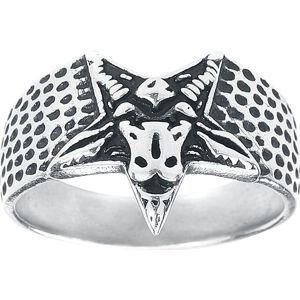 etNox magic and mystic Hlava kozla v pentagramu prsten stríbrná