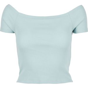 Urban Classics Ladies Off Shoulder Rib Tee Dámské tričko světle modrá