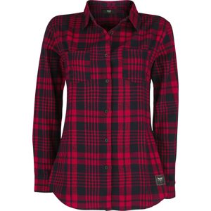 Black Premium by EMP Červeně-černá košile s nášivkou s lebkou na zádech Dámská halenka cervená/cerná