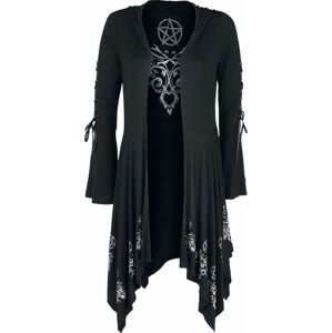 Gothicana by EMP Černý kardigán Gothicana X Anne Stokes s kapucí, šněrováním a rozšířenými rukávy Dámský kardigan černá