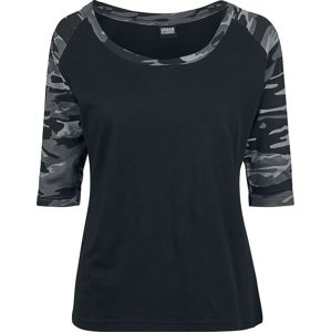 Urban Classics Ladies 3/4 Contrast Raglan Tee Dámské tričko s dlouhými rukávy černá/tmavý maskáč