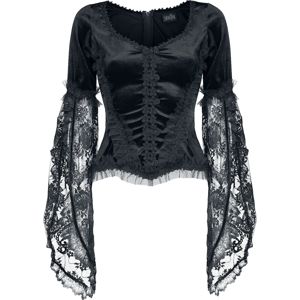 Sinister Gothic Top Gothic dívcí triko s dlouhými rukávy černá