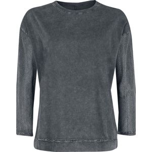 Black Premium by EMP Šedý top s dlouhými rukávy a průsvitnými rukávy Dámské tričko s dlouhými rukávy šedá