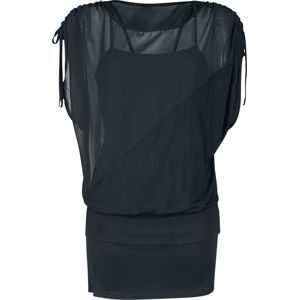 Forplay Šifónové šaty 2 v 1 s bočním rukávem dívcí tricko černá