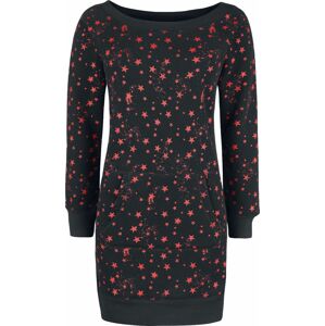 RED by EMP Teplákové šaty s celoplošným potiskem s hvězdičkami Šaty černá