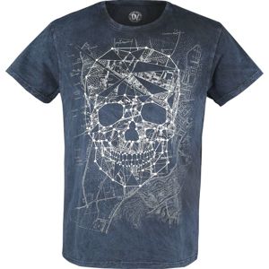Outer Vision Skull Map tricko modrá