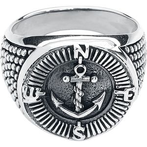 etNox Premium Compass and Anchor prsten stríbrná