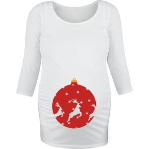 Móda pro těhotné Vánoční dekorace Dámské tričko s dlouhými rukávy bílá