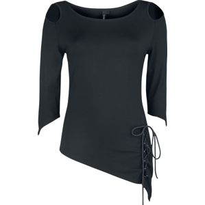 Banned Alternative Top Lace Up Hem dívcí triko s dlouhými rukávy černá