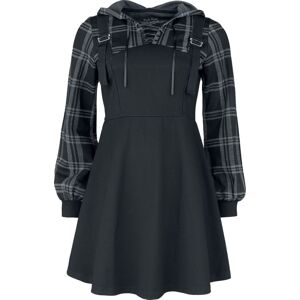 Rock Rebel by EMP Šaty s vrstveným efektem s kostkovanou mikinou Šaty černá