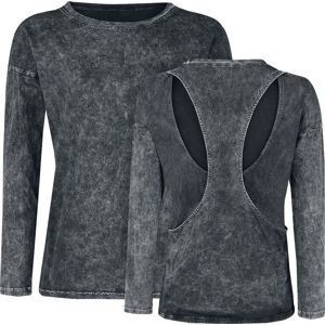 Black Premium by EMP graues Longsleeve mit Waschung und Racerback dívcí triko s dlouhými rukávy šedá
