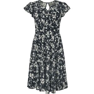 Voodoo Vixen Šifónové šaty s krátkými rukávy Floral Emb Šaty cerná/bílá
