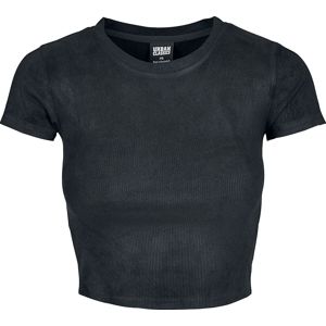 Urban Classics Dámské krátké rebrované tričko Peached dívcí tricko černá
