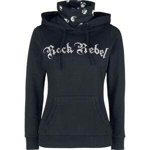 Rock Rebel by EMP Mikina s růžovými kamínky Dámská mikina s kapucí černá