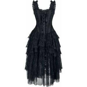 Gothicana by EMP Černé gotické šaty s korzetem, krajkou a tylovou sukní Šaty černá