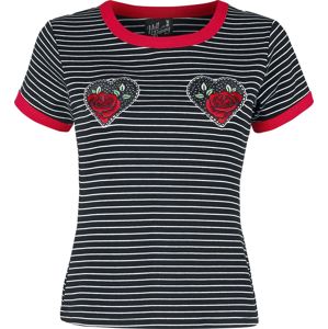 Hell Bunny Top Rose Heart Dámské tričko cerná/cervená/bílá