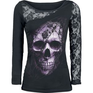 Spiral Lace Skull dívcí triko s dlouhými rukávy černá