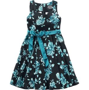 H&R London Šaty s kruhovou sukní Black Rosaceae detské šaty cerná/tyrkysová