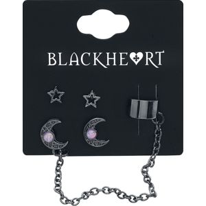 Blackheart Stars & Moons sada náušnic černá