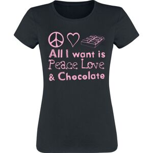Sprüche All I want is Peace, Love & Chocolate Dámské tričko černá